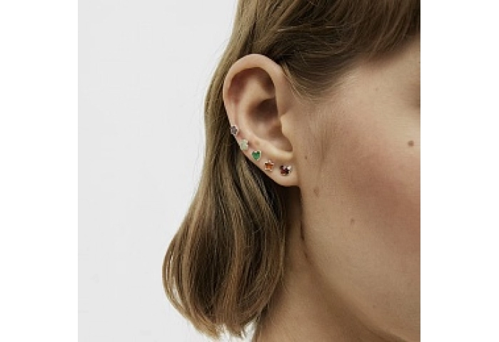 SILVER PACK 5 EARRINGS GEMSTONES 4MM