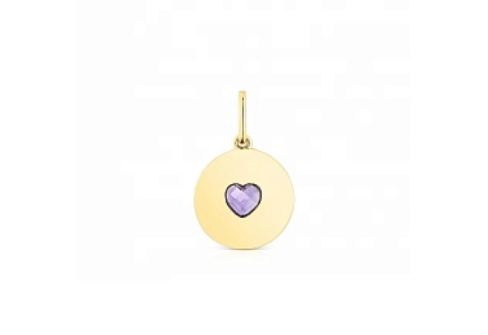 SILVER GOLDPLATED PENDANT AMETHYST 13MM
