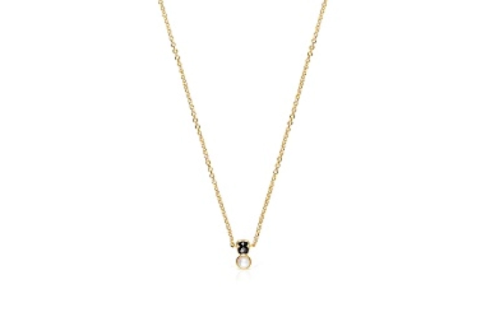 SILVER GOLD PLATED CHOKER CUL PEARL ONYX
