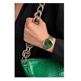 ESPRIT Women Watch, Gold Color Case, Dark Green Di