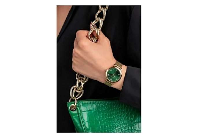 ESPRIT Women Watch, Gold Color Case, Dark Green Di