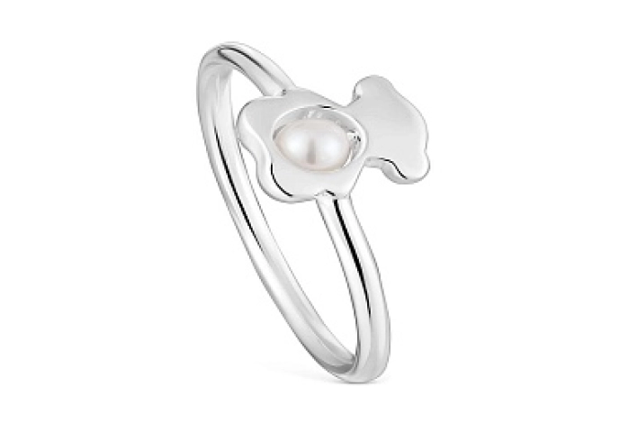 SILVER RING 8MM BEAR CULTURED PEARL N14