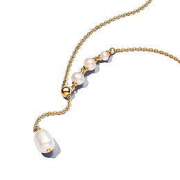 14k Gold-plated drop necklace with white treated f