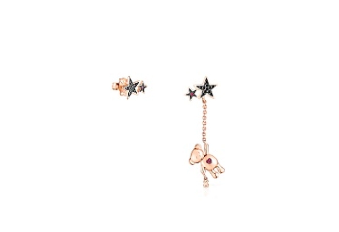 SILVER GOLD PLATED EARRINGS RUBY SPINELS