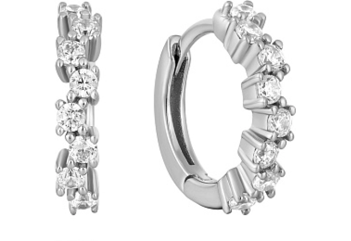 Silver Sparkle Cluster Huggie Hoop Earrings