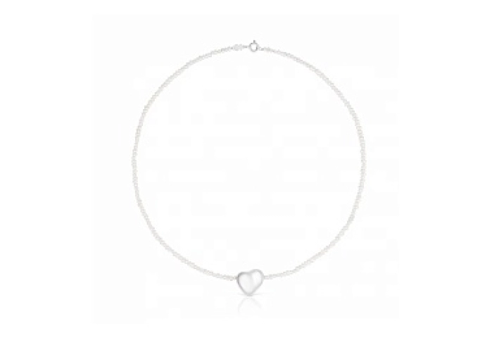 CULTURED PEARLS CHOKER SILVER HEART