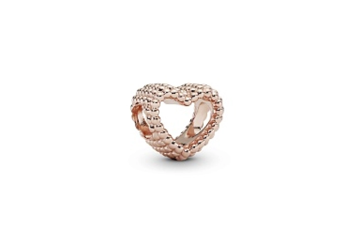 Beaded heart 14k rose gold-plated charm