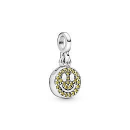 Smiley sterling silver dangle charm withlimelight 