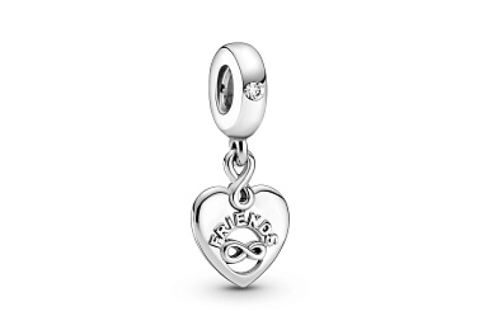 Friends and infinity heart sterling silver dangle 