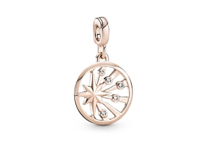 Star 14k rose gold-plated medallion with clear cubic zirconia /789676C01