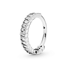 Ice cube silver ring with clear cubic zirconia