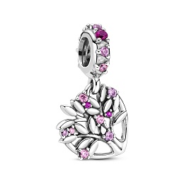 Family tree sterling silver dangle with fancyfairy tale pink cubiczirconia, synthetic pinksapphire a