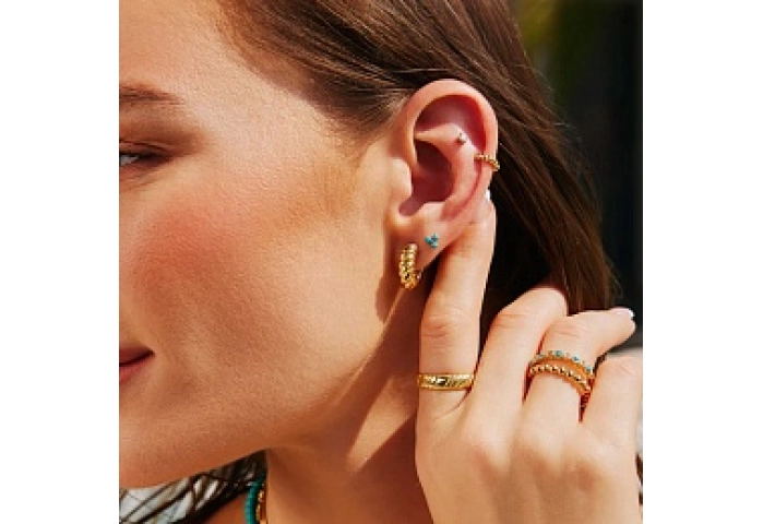 Gold Texture Small Huggie Hoop Earrings
