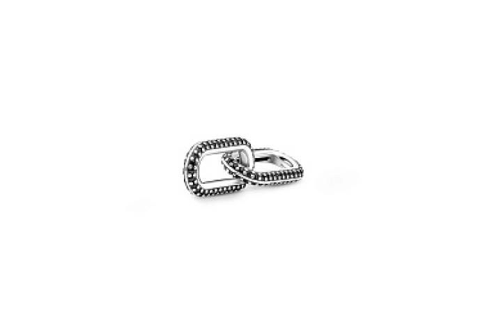 Sterling silver double link with black crystal /799660C03