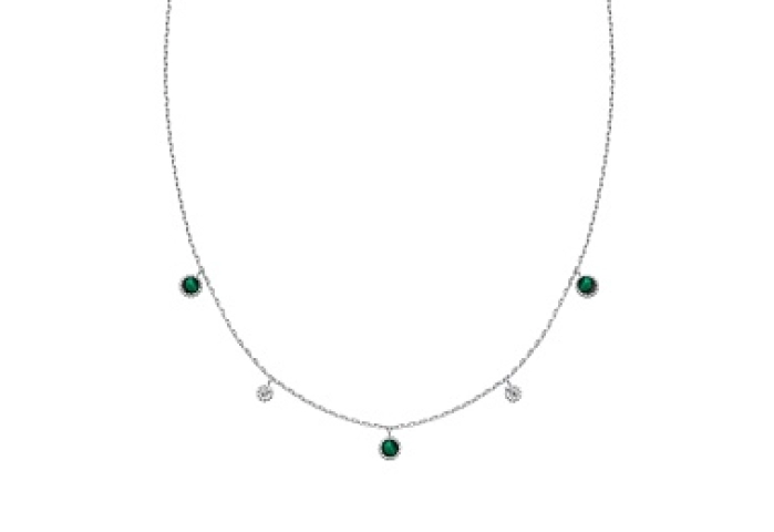 Silver Malachite Station Necklace