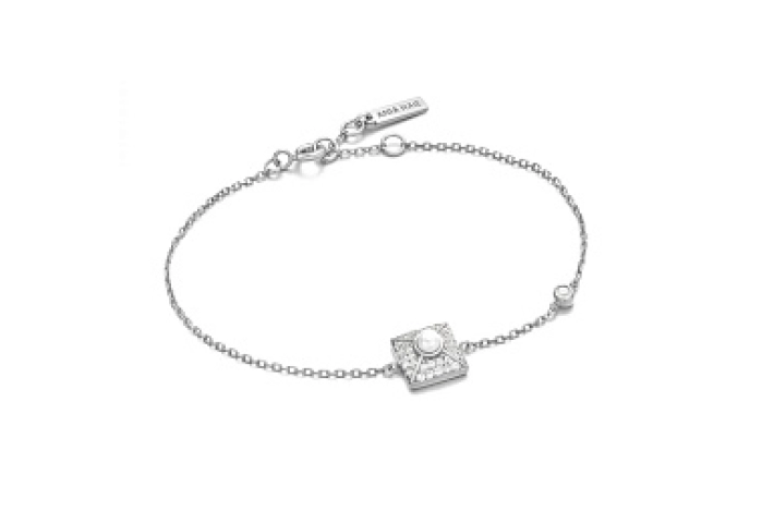 Silver Pearl Pave Bracelet
