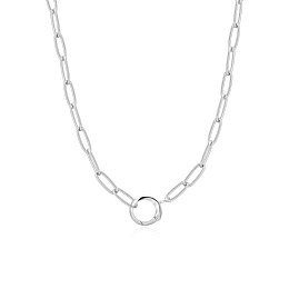 Silver Link Charm Chain Connector Necklace