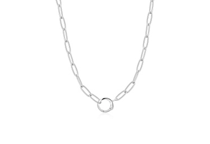 Silver Link Charm Chain Connector Necklace