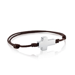 S.STEEL BRACELET CROSS 21X14MM LEATHER S