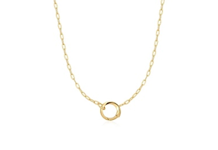 Gold Mini Link Charm Chain Connector Necklace