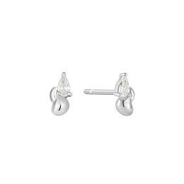 Silver Twisted Wave Stud Earrings