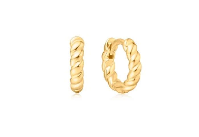 Gold Texture Small Huggie Hoop Earrings