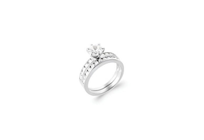 RINGPLATEDSILVERCZ 925 RHODIUM