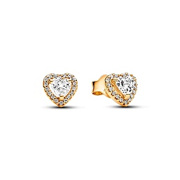 Heart 14k gold-plated stud Earring with clear cubic zirconia