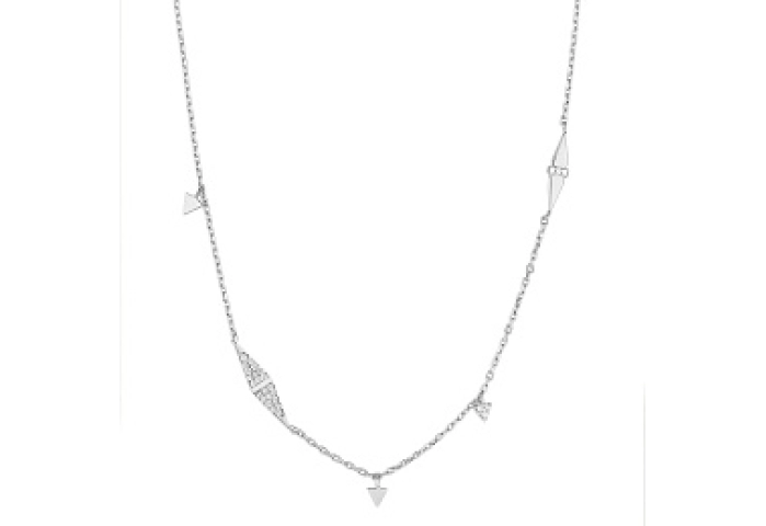 Silver Geometric Sparkle Chain Necklace