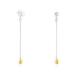 SILVER GOLD PLATED EARRINGS BICOLOR 80MM