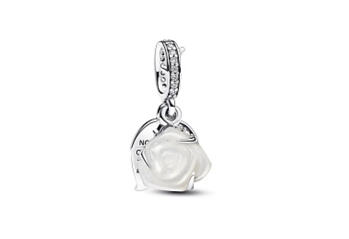 White rose sterling silver double dangle with whit