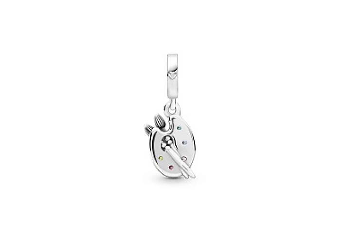 Artists palette sterling silver dangle with red cu