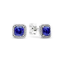 Silver stud earrings with true blue crystal andcle
