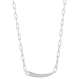 Silver Pavé Bar Chain Necklace