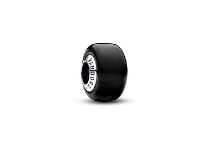 Sterling silver charm with black Murano glass
