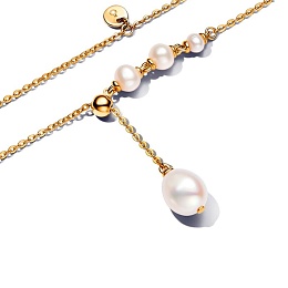 14k Gold-plated drop necklace with white treated f