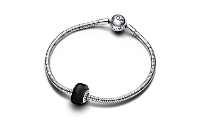 Sterling silver charm with black Murano glass