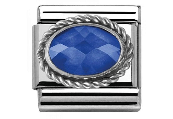 Comp. CL CZ SFACCETTATI acciaio, GODRONE BLU