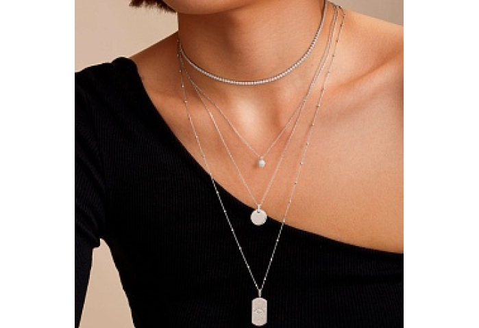 Silver Sphere Pavé Necklace