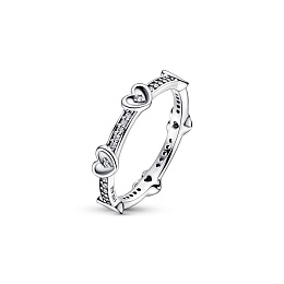 Hearts sterling silver ring with clear cubic zirconia