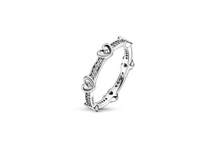 Hearts sterling silver ring with clear cubic zirconia