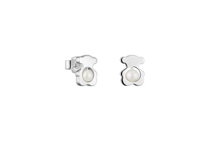 SILVER EARRINGS BEAR 10MM CULTURED PEARL