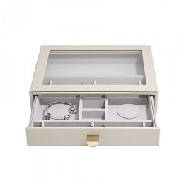 Oatmeal Classic Charm Drawer with Glass Lid