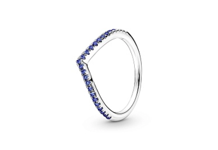 Wishbone sterling silver ring with stellar blue cr