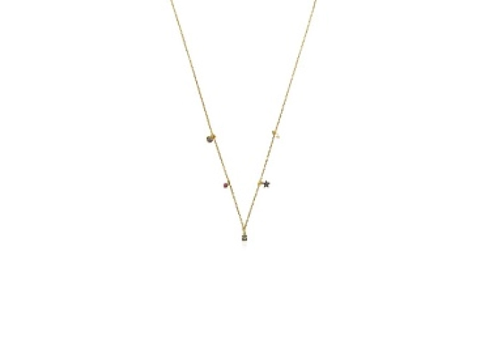 SILVER GOLDPLATED CHOKER GEMS PEARL 45CM