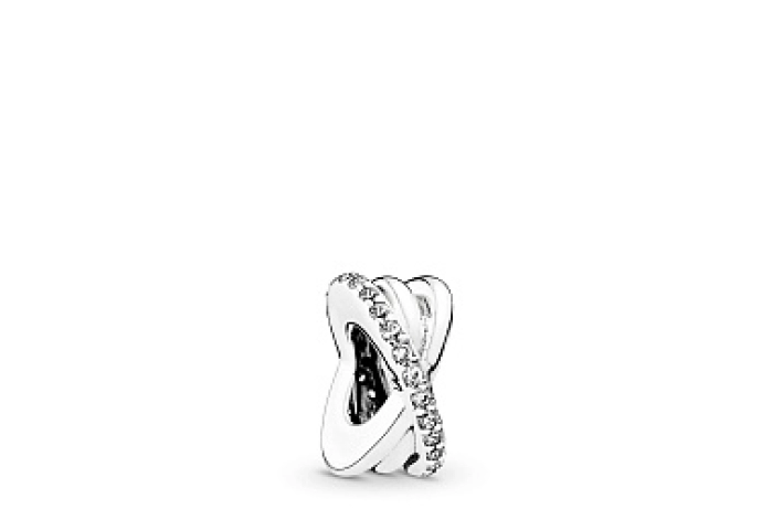 Silver spacer with clear cubic zirconia