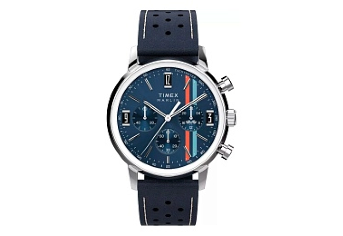 Marlin Chrono Stripes Blue Dial Blue Leather Strap