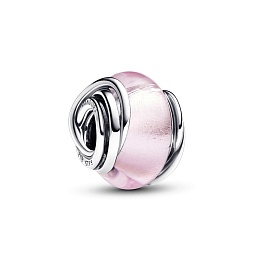 Encircled sterling silver charm with pink Murano glass and silver foil