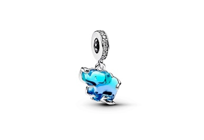 Elephant sterling silver dangle with clear cubic z