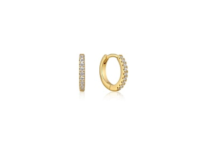 GOLD SPARKLE HUGGIE HOOP EARRINGS